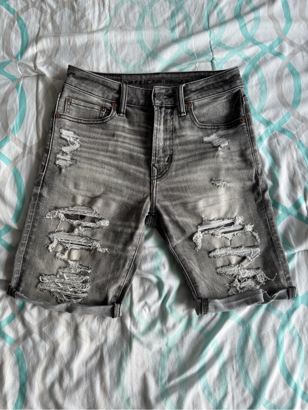 American Eagle Outfitters Gray Distressed Denim Cutoff Shorts